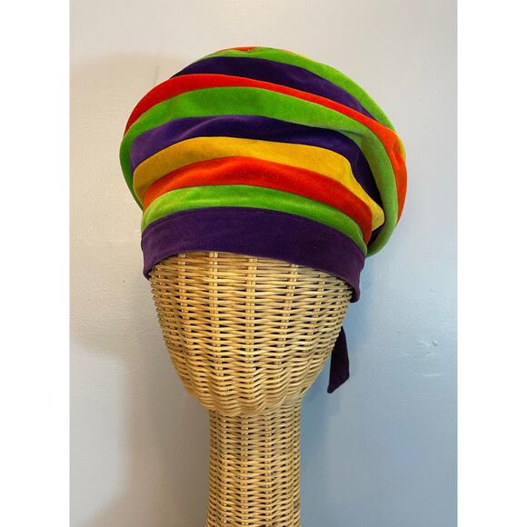 Vtg 50s 60s New Look Velvet Color Block Turban Bee Hive Hat Belmar B Altman Co - Picture 2 of 15